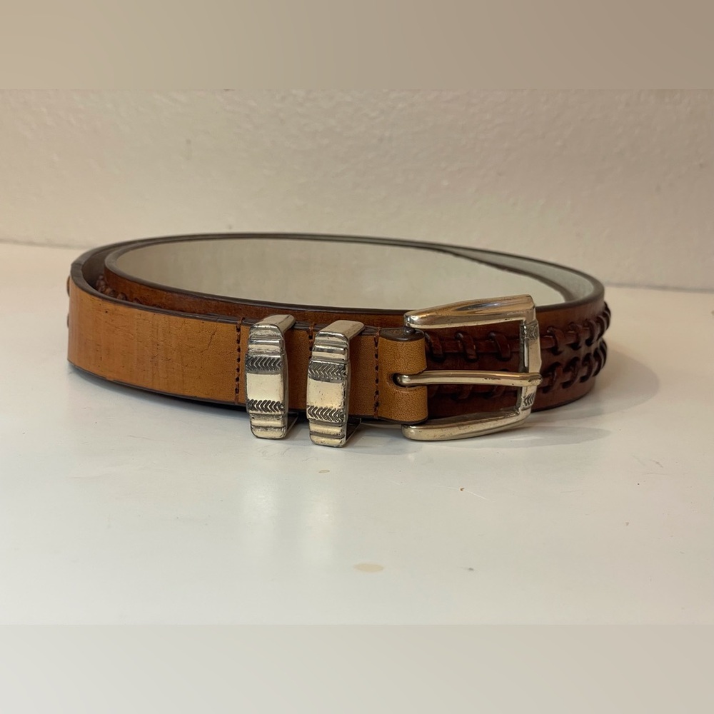 Goforgreen Women’s Western Belt Tan Leather with Silver Buckle Size 38/40